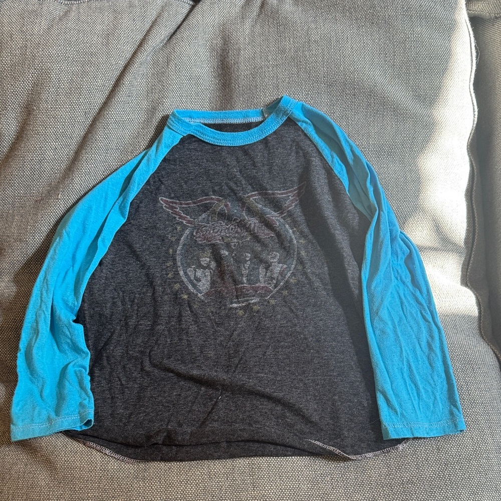 Rowdy Sprout Blue and Gray Raglan Shirt